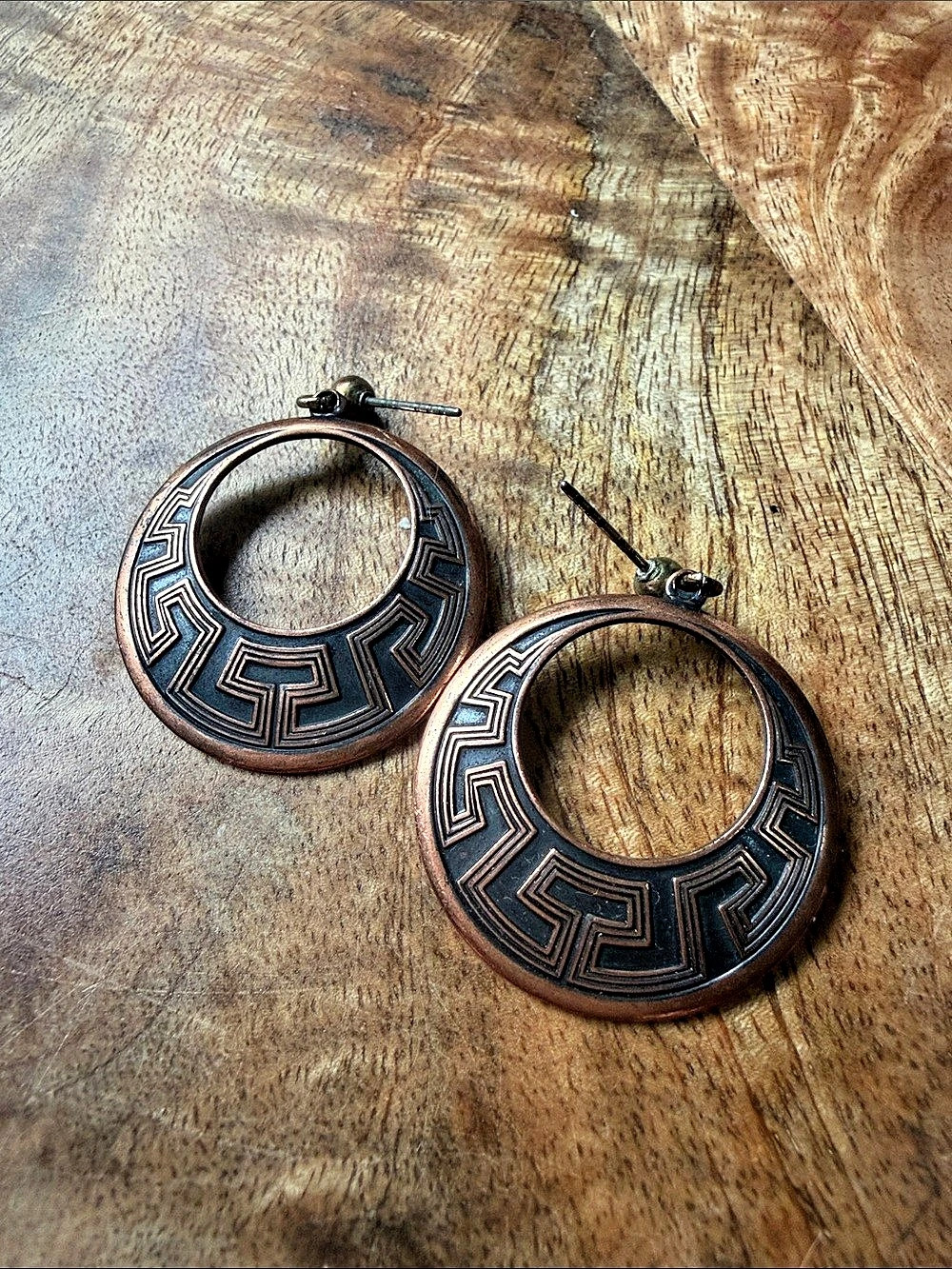 Vintage copper hoop earrings